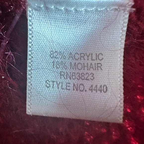 CJ Banks Fuzzy Soft Mohair Blend Deep Red Button Front Cardigan Sweater 1X - Picture 11 of 11